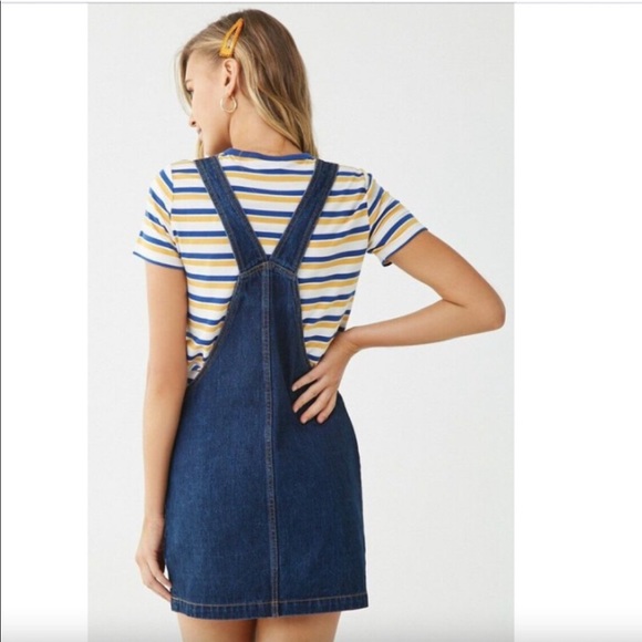 Denim Y-Back Overall Dress Pockets - Picture 3 of 8